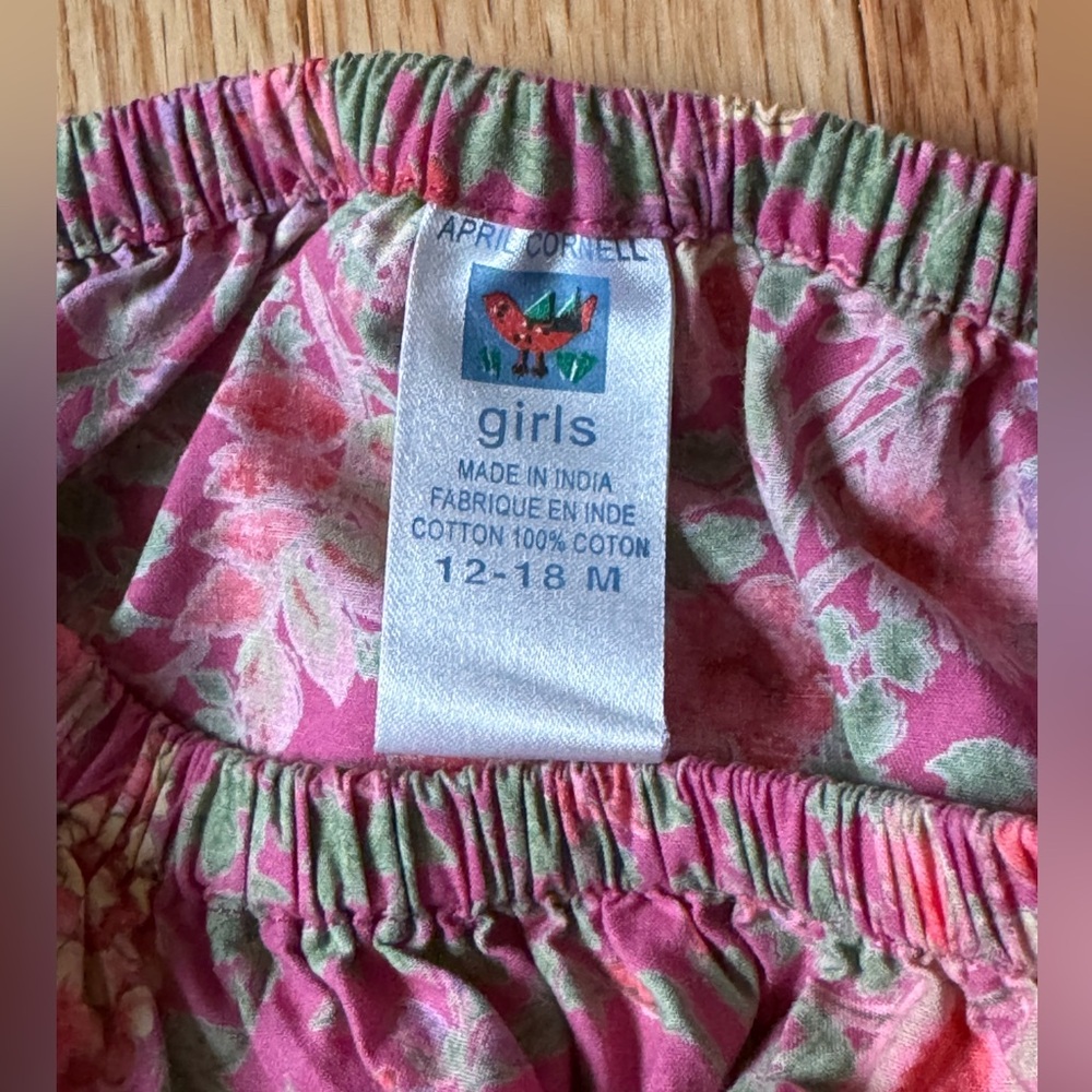 April Cornell Pink and Green Floral Dress and Bloomers, Baby Girl 12-18mos - Picture 10 of 10